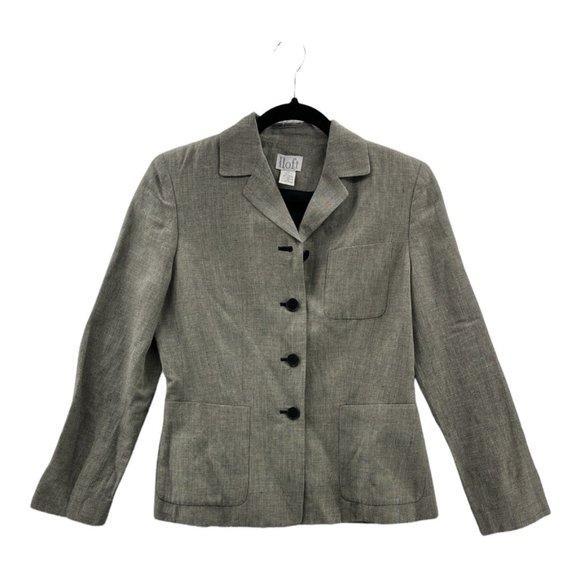 Ann Taylor Loft Jackets & Blazers - Ann Taylor Loft Womens Suit Jacket Blazer Gray Notch Lapel Pockets Petites 2P
